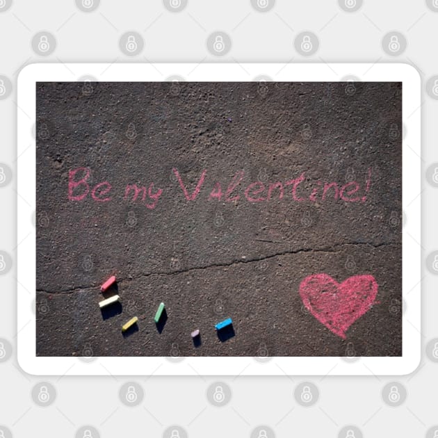 Be my Valentine! Pink Crayons on Street Pavement Sticker by Christine aka stine1